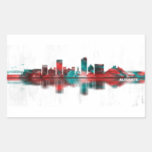 Alicante Spain Skyline Rectangular Sticker