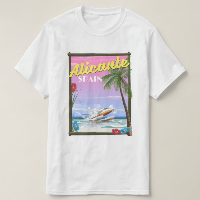 Alicante Spain vintage style travel poster T-Shirt (Design Front)