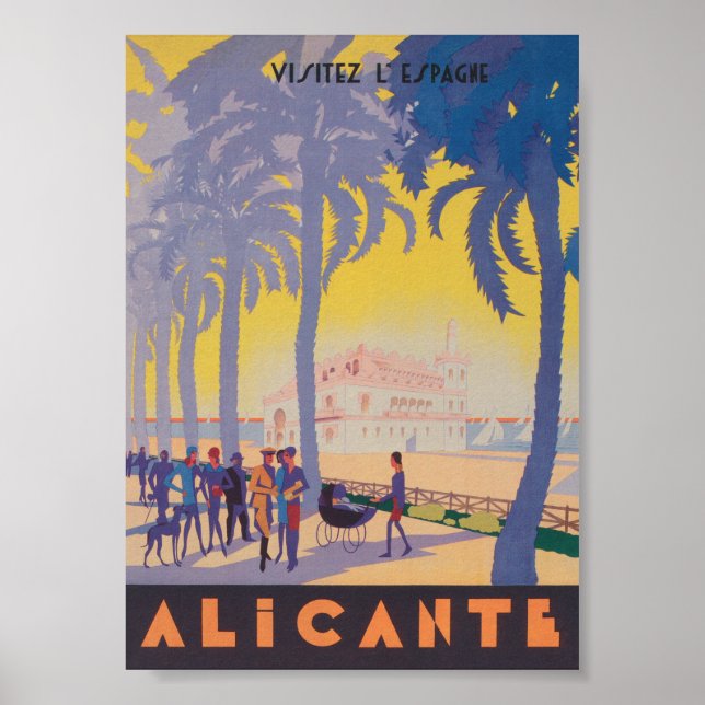 Alicante Spain Vintage Travel Poster (Front)