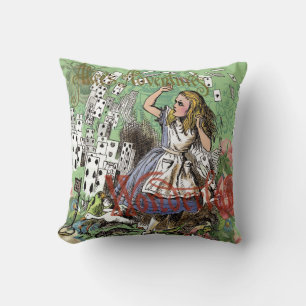 alice adventure cards wonderland hatter rabbit  cushion