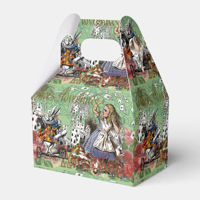 alice adventure cards wonderland hatter rabbit  favour box (Front Side)