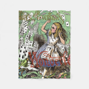 alice adventure cards wonderland hatter rabbit fleece blanket