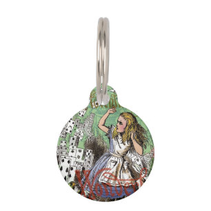 alice adventure cards wonderland hatter rabbit pet tag