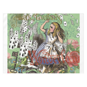 alice adventure cards wonderland hatter rabbit  tablecloth