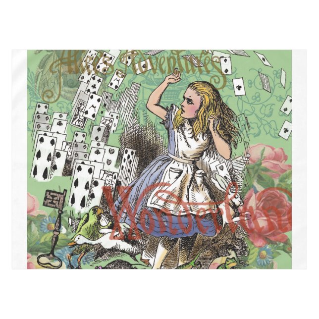 alice adventure cards wonderland hatter rabbit  tablecloth (Front (Horizontal))