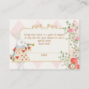 Alice Adventure in Woderland Baby Shower Diaper  Enclosure Card