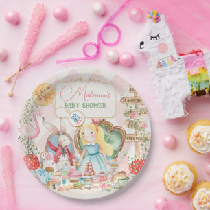 Alice Adventure in Woderland Baby Shower Tea Party Paper Plate
