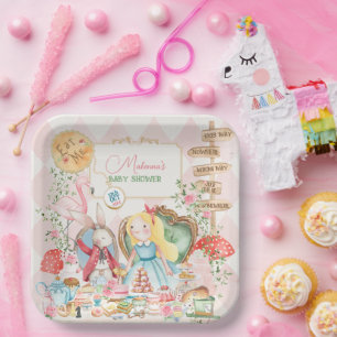 Alice Adventure in Woderland Baby Shower Tea Party Paper Plate