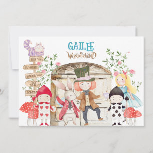 Alice Adventure in Woderland Birthday  Invitation