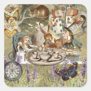 Alice Adventures Classic Wonderland Tea Party Square Sticker