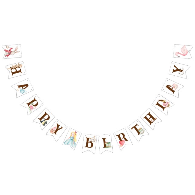 Alice Adventures in Woderland Birthday Tea Party Bunting (All)