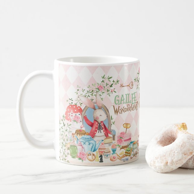 Alice Adventures in Woderland Birthday Tea Party Coffee Mug (With Donut)