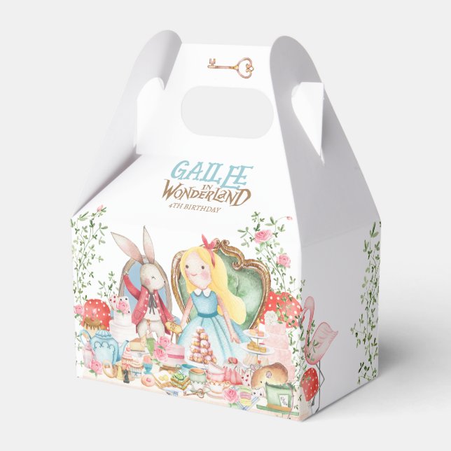 Alice Adventures in Woderland Birthday Tea Party Favour Box (Front Side)