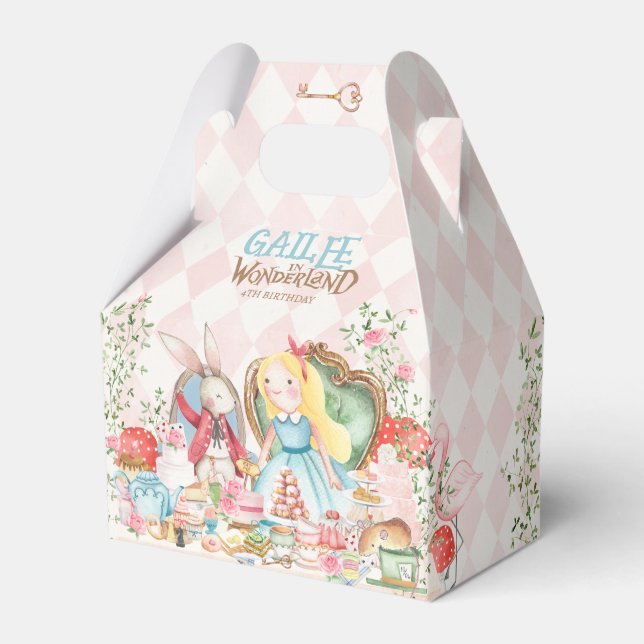 Alice Adventures in Woderland Birthday Tea Party Favour Box (Front Side)