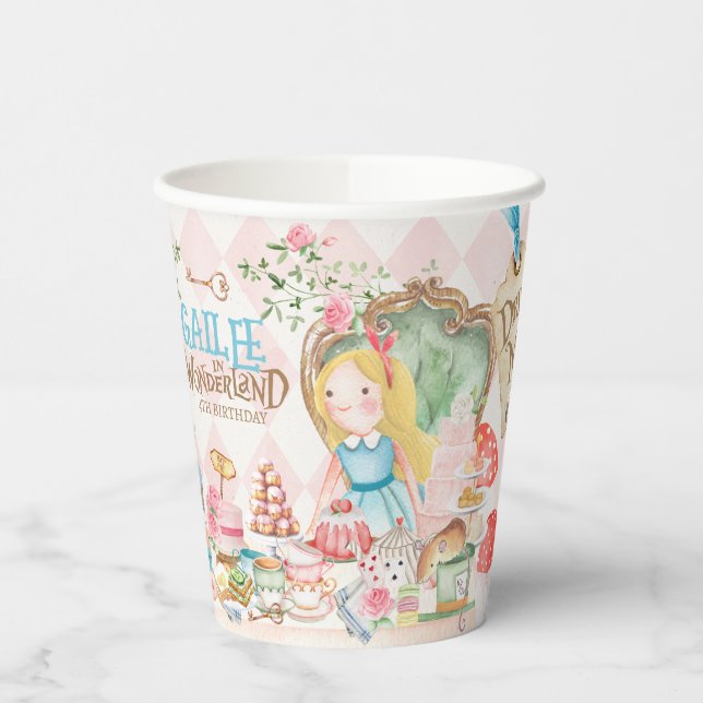 Alice Adventures in Woderland Birthday Tea Party Paper Cups (Left)