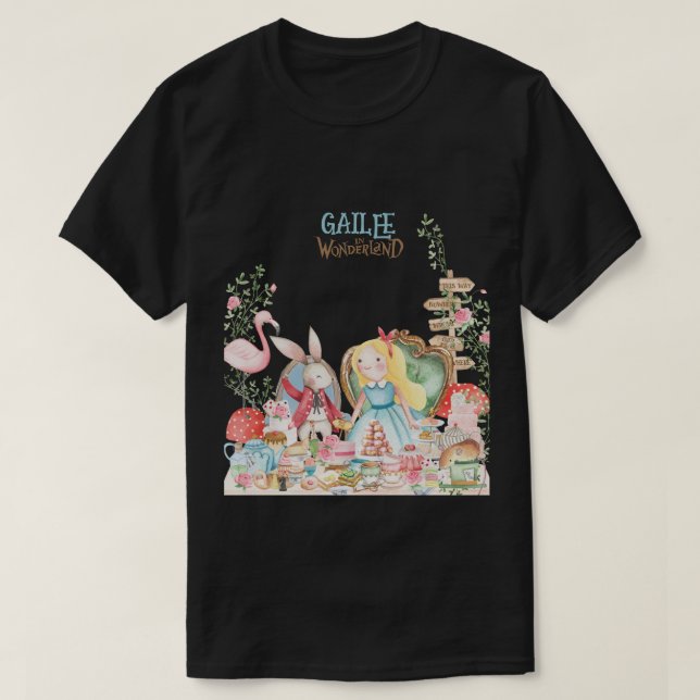 Alice Adventures in Woderland Birthday Tea Party T-Shirt (Design Front)