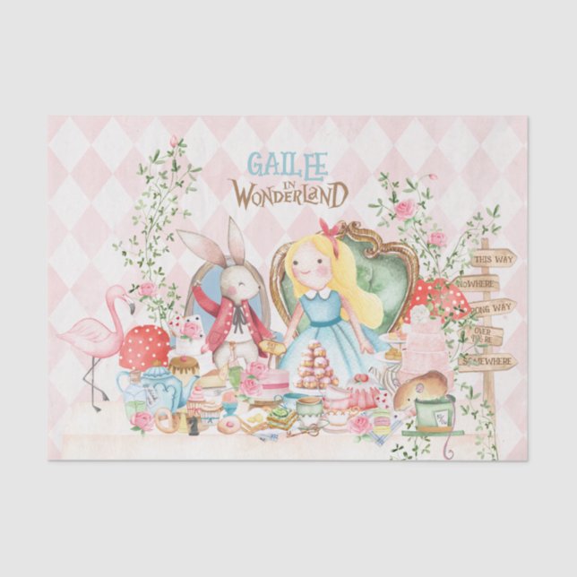 Alice Adventures in Woderland Birthday Tea Party Tissue Paper (Front)