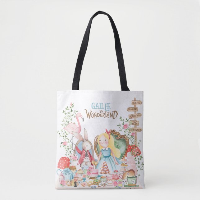 Alice Adventures in Woderland Birthday Tea Party Tote Bag (Front)