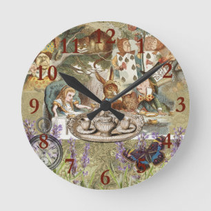 Alice Adventures in Wonderland Mad Tea Party Round Clock