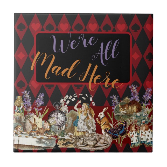 Alice Adventures with Wonderland Mad Cheshire Cat Ceramic Tile (Front)