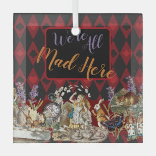 Alice Adventures with Wonderland Mad Cheshire Cat Glass Tree Decoration