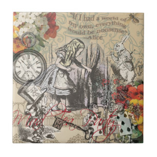 Alice Adventures Wonderland Curtain Classic Art Ceramic Tile