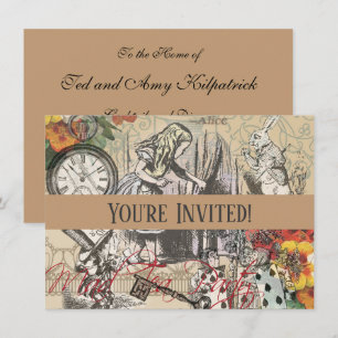Alice Adventures Wonderland Curtain Classic Art Invitation
