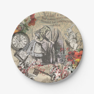 Alice Adventures Wonderland Curtain Classic Art Paper Plate