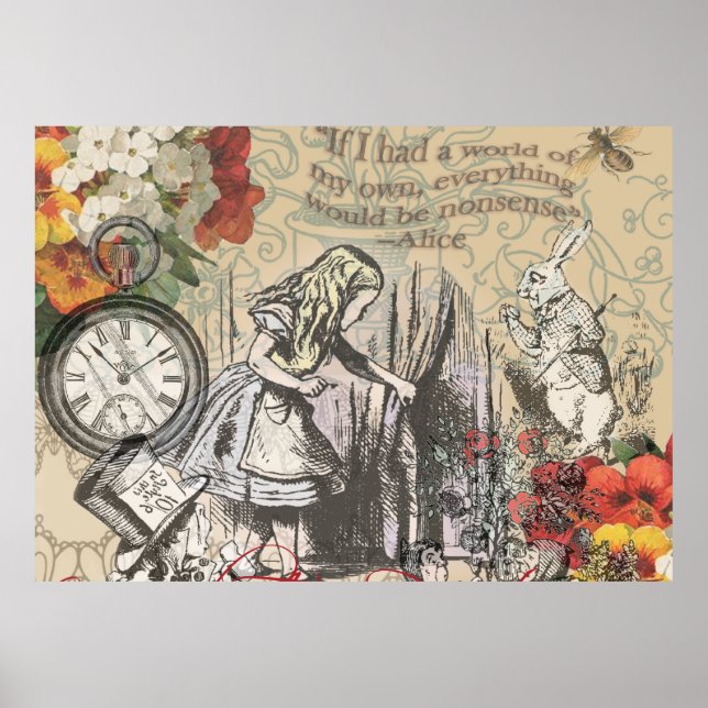 Alice Adventures Wonderland Curtain Classic Art Poster (Front)