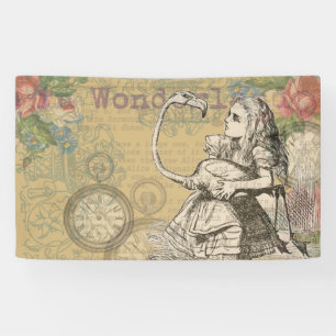 Alice Adventures Wonderland Flamingo Classic Banner