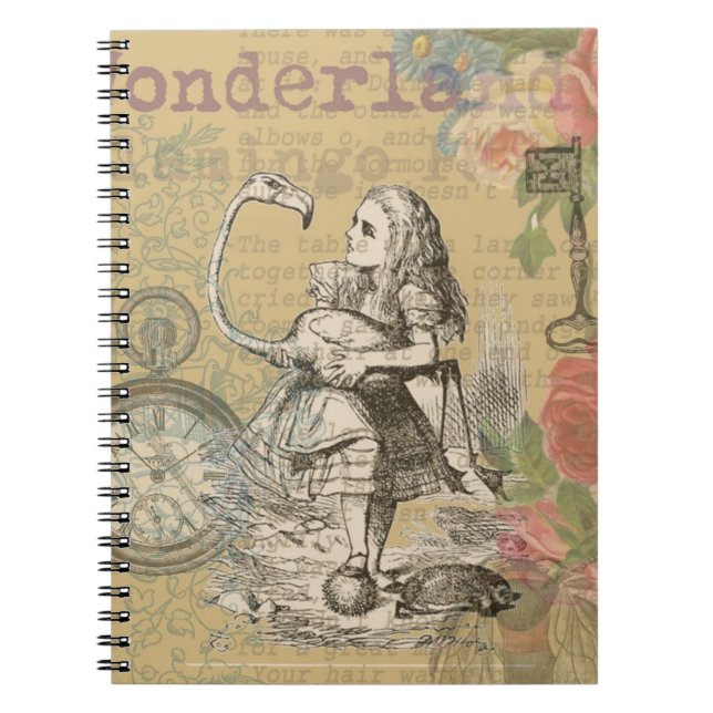 Alice Adventures Wonderland Flamingo Classic Notebook (Front)