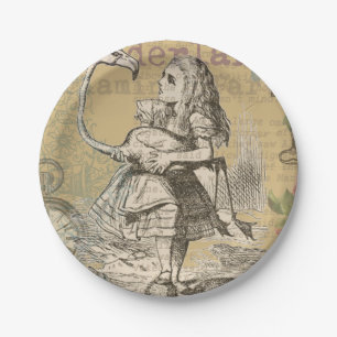 Alice Adventures Wonderland Flamingo Classic Paper Plate