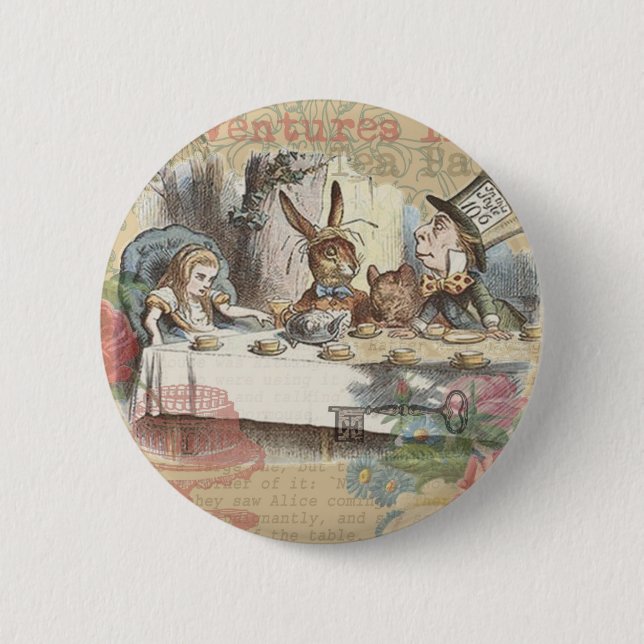 Alice Adventures Wonderland Mad Tea Party Art 6 Cm Round Badge (Front)