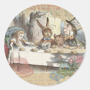 Alice Adventures Wonderland Mad Tea Party Art Classic Round Sticker