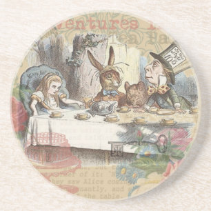 Alice Adventures Wonderland Mad Tea Party Art Coaster