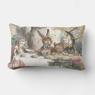 Alice Adventures Wonderland Mad Tea Party Art Lumbar Cushion