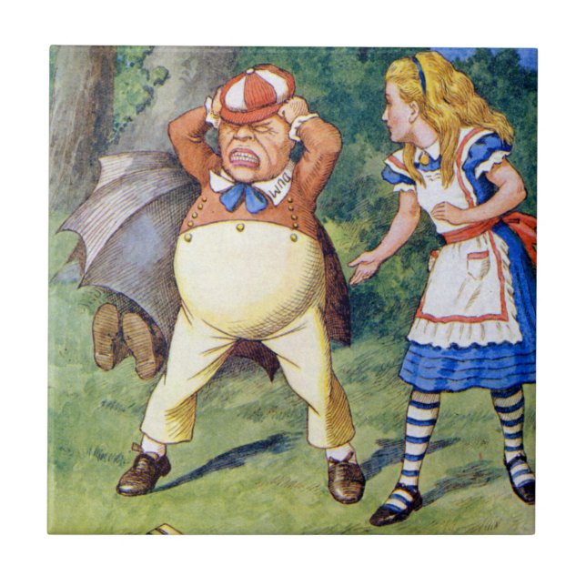 Alice and an angry Tweedledum in Wonderland Tile (Front)