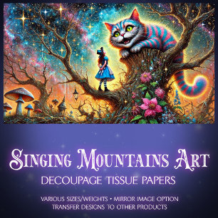 Alice and Cat Twilight Tree Talk Decoupage Tissue Paper