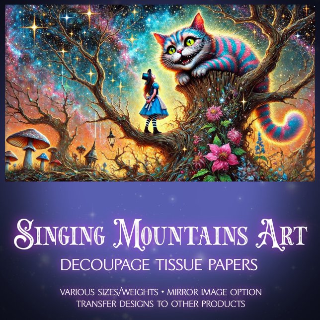 Alice and Cat Twilight Tree Talk Decoupage Tissue Paper (Creator Uploaded)