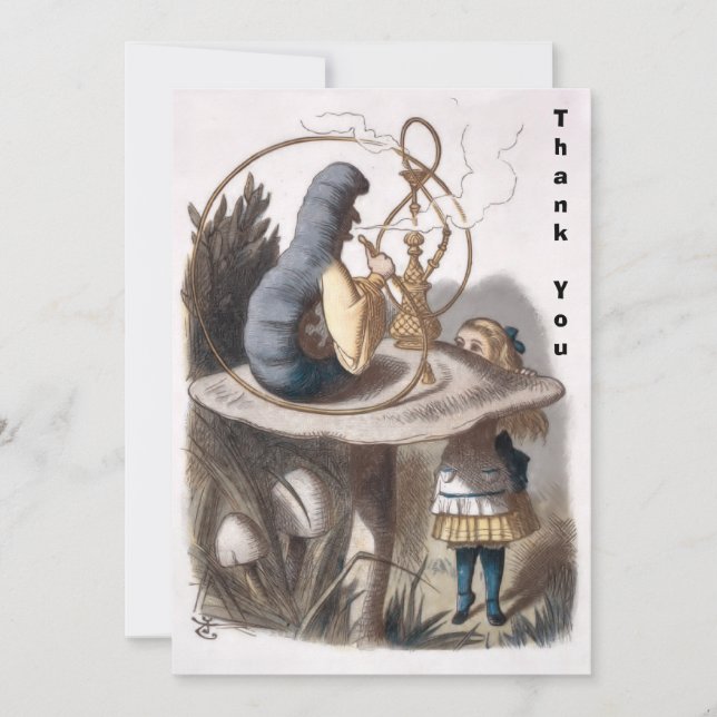 ALICE and Caterpillar - Adventures in Wonderland Thank You Card (Front)