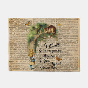 Alice and Cheshire Cat Quote Dictionary Art Doormat