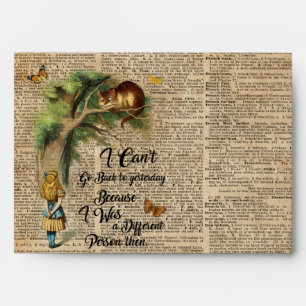 Alice and Cheshire Cat Quote Dictionary Art Envelopes