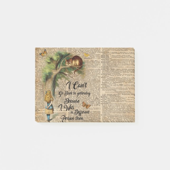 Alice and Cheshire Cat Quote Dictionary Art Post-it Notes (Front)