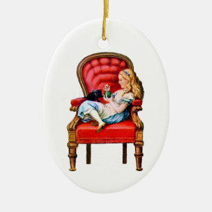 Alice and Dinah from Through The Looking Glass Ceramic Ornament