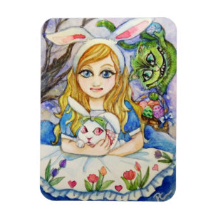 Alice and Easter Bunny Magnet
