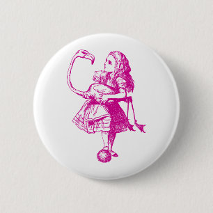 Alice and Flamingo Inked Pink 6 Cm Round Badge