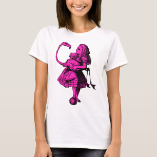 Alice and Flamingo Inked Pink Fill T-Shirt