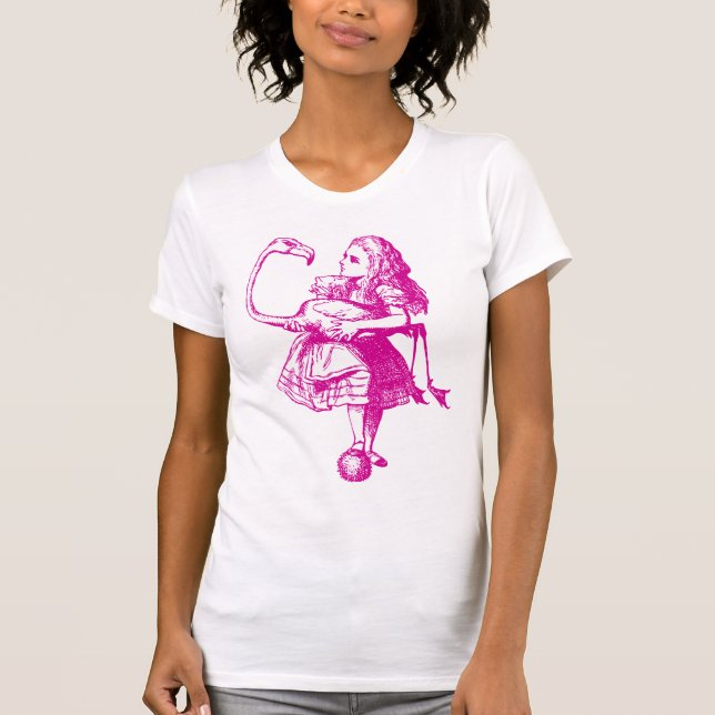 Alice and Flamingo Inked Pink T-Shirt (Front)