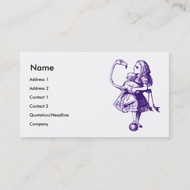 Alice and Flamingo Inked Purple Business Card (Front)