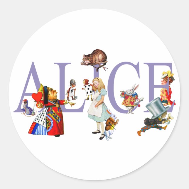 ALICE AND FRIENDS IN WONDERLAND CLASSIC ROUND STICKER (Front)